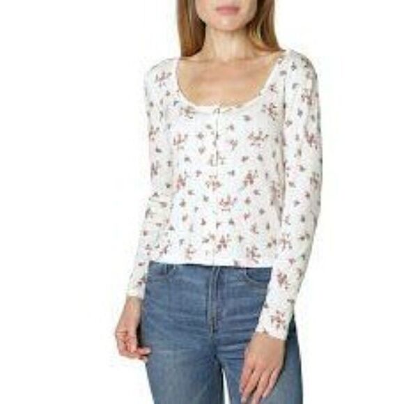 No Comment Blouse Top XL Juniors' White Floral New - Picture 6 of 8